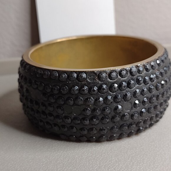 Very Heavy Distressed Beat Up Vintage Black 8 Inch Bangle - Picture 10 of 12